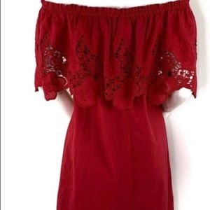 Junior Red On or Off Shoulder Dress